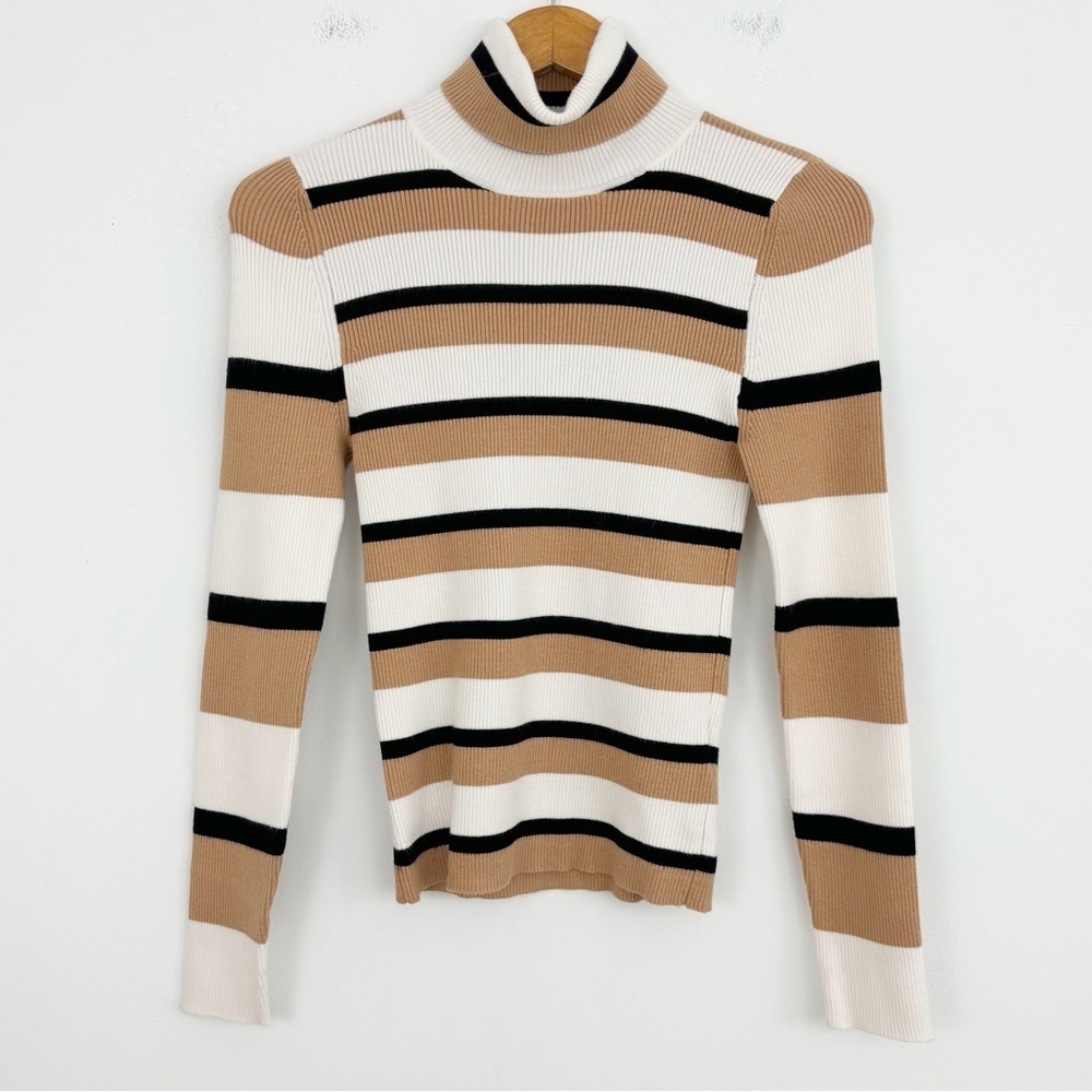 Anthropologie Maeve Striped Turtleneck Long Sleeves Pullover Sweater Size Medium